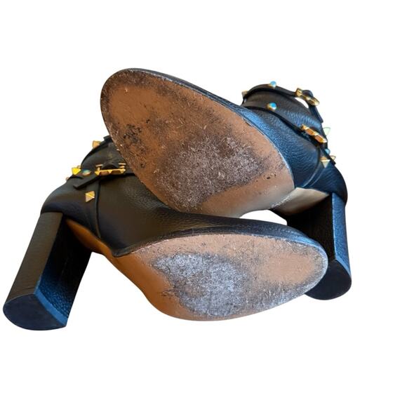 Valentino Garavani Rockstud Turquoise Pebbled Leather Ankle Boots EU 39.5 US 9.5 - Picture 12 of 13